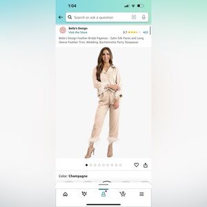 Satin Silk Pajamas in Color Champagne Size L